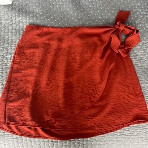 Faux Wrap Burnt Orange Skirt